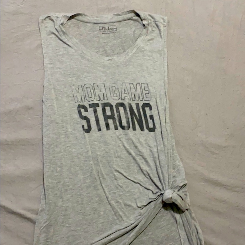 Mom Game Strong muscle tank scoop back tied